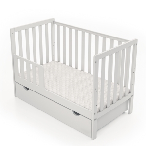Łóżeczko niemowlęce 60x120 z szufladą i szczebelkową konstrukcją