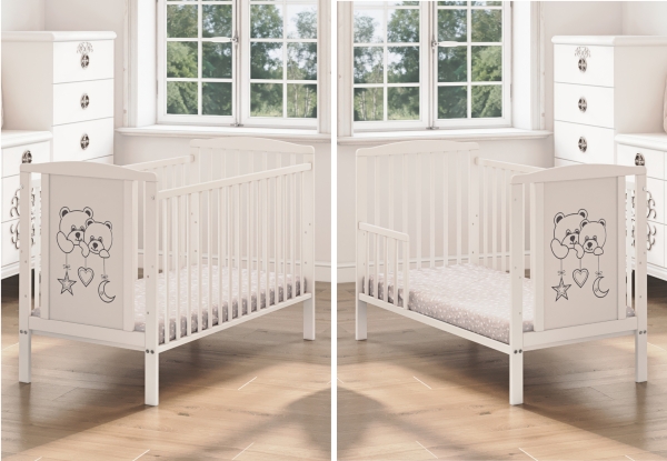 Łóżeczko dziecięce 2w1 z naturalnego drewna bukowego | Bello4Baby