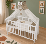 Łóżeczko dziecięce Classic Nest 120x60 z beżową pościelą – zestaw dla niemowlaka