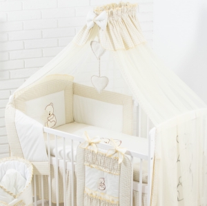 Moskitiera do łóżeczka z beżowym jasnym zestawie