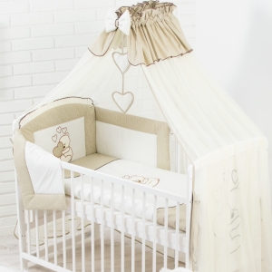 Ciemno beżowa pościel z baldachimem