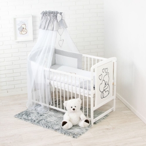 Moskitiera z baldachimem i kokardą pasująca do łóżeczka 60x120 cm